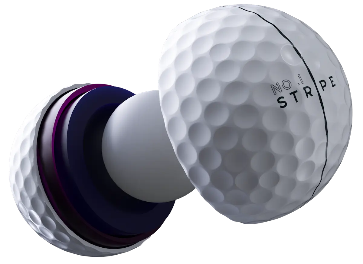 Stripe golf model No.01 deconstructed - parts of golf ball