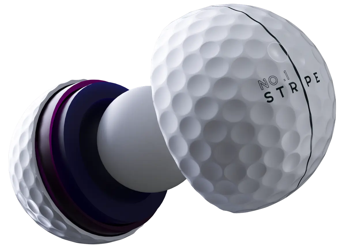 Exploded view of golf ball model No.02 - Stripe golf balls
