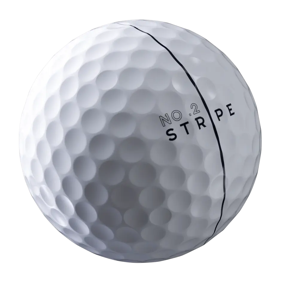 Stripe golfboll No.02 med en tunn siktlinje runt hela bollen