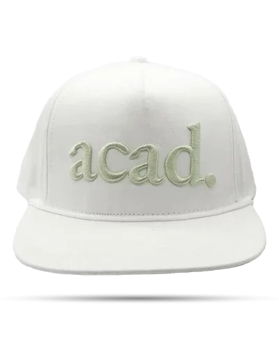 Flat Front ACAD cap with straight brim - White - Front