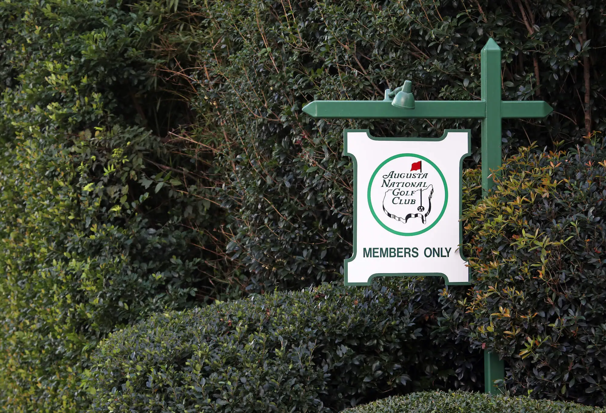 August national members only sign on the golf course